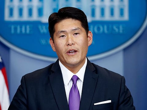 Principal Associate Deputy Attorney General Robert Hur speaks during a press briefing at the White House in Washington, July 27, 2017.