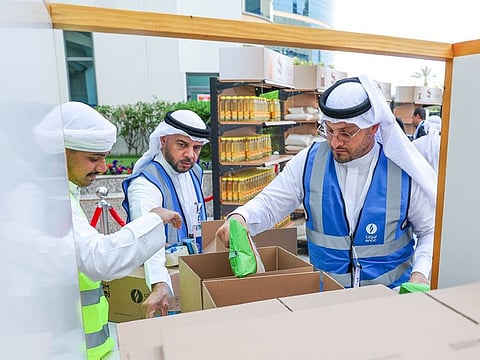 Volunteers pack grocery boxes for the Ramadan campaign 