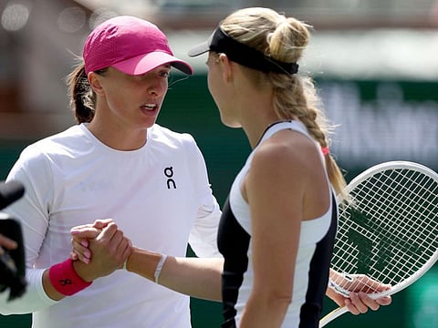 Iga Swiatek wishes Caroline Wozniacki after the Dane retired from the Indianwells quarter-finals on Thursday.