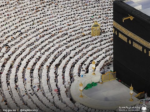 Worshippers at the Holy Kaaba at Grand Mosque in Ramadan. 