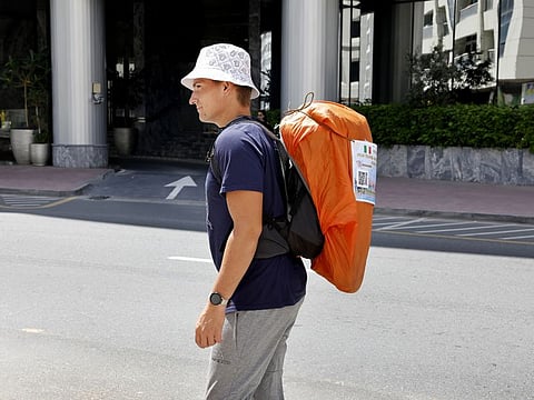 Czech-Italian Nico Moro, who is travelling the World on foot during his stopover in Dubai. 