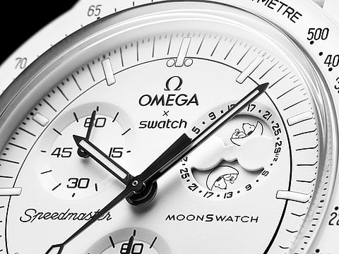 Just like the eleven Bioceramic MoonSwatch models, which depict the planets, and the eleven Mission to Moonshine Gold models, this new watch is equipped with the chronograph function, while also featuring a moon phase function.