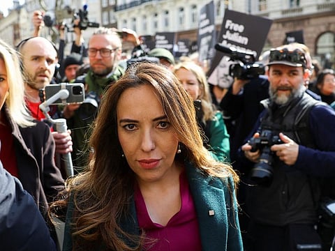 Stella Assange, the wife of WikiLeaks founder Julian Assange walks, on the day the High Court is set to rule on whether Julian Assange can appeal against extradition from Britain to the United States, in London, on March 26, 2024.  