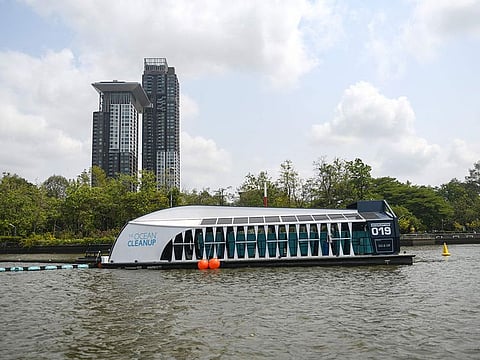The Ocean Cleanup's Interceptor captures floating plastic and trash before it reaches the ocean.