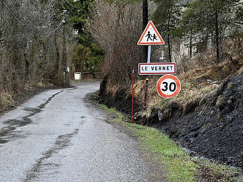 An entrance of the French southern Alps village of Le Vernet.