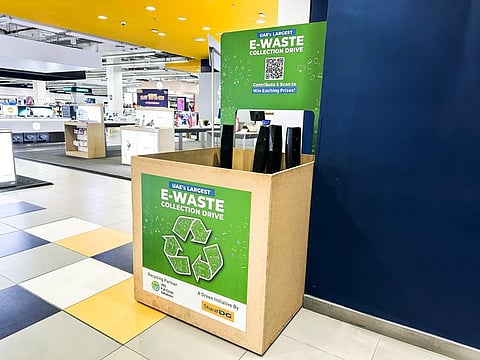 An e-waste bin at Sharaf DG