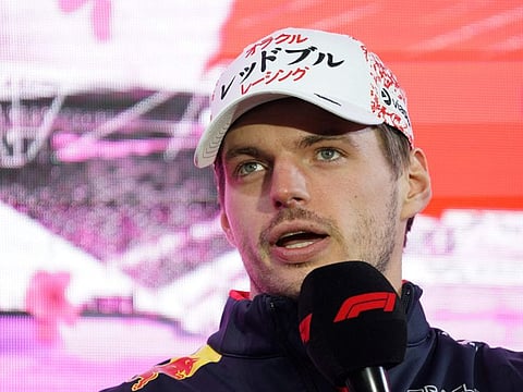 Red Bull Racing's Dutch driver Max Verstappen speaks during a talk session ahead of the Japanese Grand Prix in Tokyo on Wednesday.
