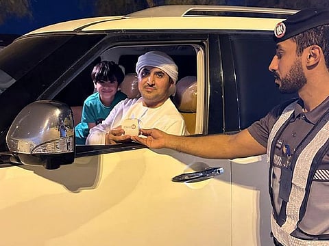 Police also gifted sweets, roses and greeting cards to motorists ahead of Eid