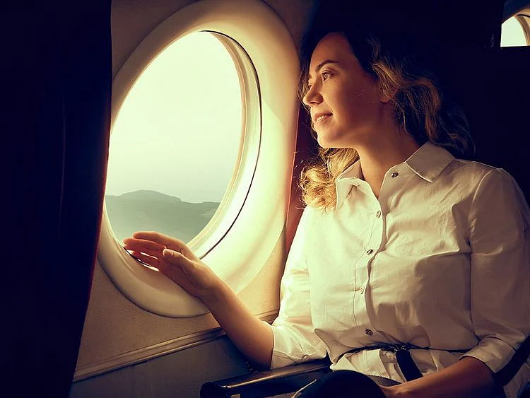 Person sitting on a flight