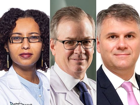 Dr. Sawsan Abdel-Razig, the Chief Academic Officer at Cleveland Clinic Abu Dhabi; Dr. Cristiano Quintini, Chair of the Digestive Disease Institute at Cleveland Clinic Abu Dhabi; and Dr. Stephen Grobmyer, Chair of the Oncology Institute at Cleveland Clinic Abu Dhabi.