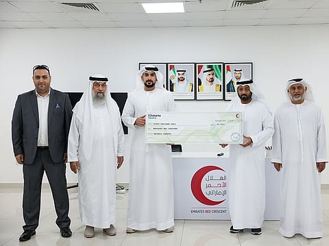 Senior executives from Watania International Holding extend a symbolic gesture of support by presenting a donation to the Emirates Red Crescent. This contribution will fund iftar meals and Eid clothing for those in need, underscoring Watania's dedication to empathy, integrity, and unity throughout the Ramadan season. From left: From Watania International Holding: Nour Aldin Zarzour, HR operations and Government Relations Manager; Mufti Aziz Rehman, Vice President and Head of Shari’ah Control, and Hamad Sharaf, Chief Strategic Partnerships, with leaders from Emirates Red Cresent: Khaled Mubarak Aljenibi Head of volunteer Section, and Ibrahim Hassan Al Hammadi, Executive, Philanthropists Service