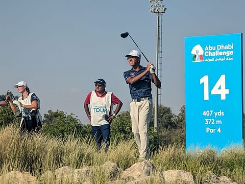 Rayan Ahmed in action during the first round of the Abu Dhabi Challenge
