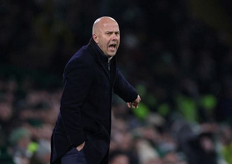 Feyenoord coach Arne Slot during the Champions League  Group E match against Celtic in Glasgow, Scotland on December 13, 2023.