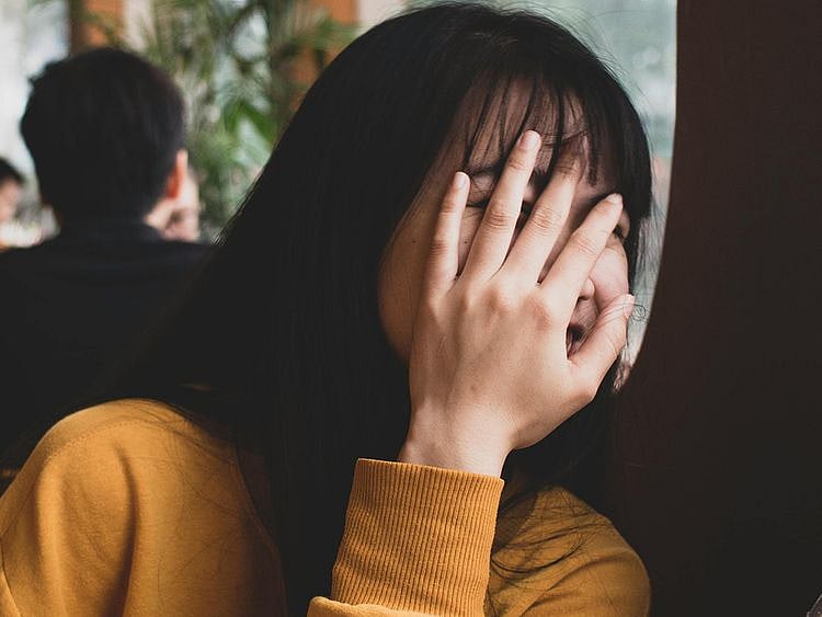 Shy woman