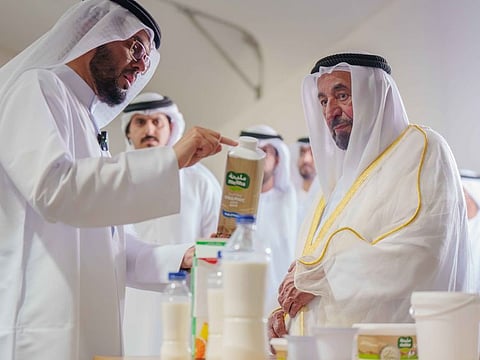(R) His Highness Dr Sheikh Sultan bin Muhammad Al Qasimi, Supreme Council Member and Ruler of Sharjah, during his tour of the Farm on Monday