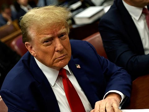 Former US President Donald Trump awaits the start of his criminal trial at New York State Supreme Court on May 6, 2024.  
