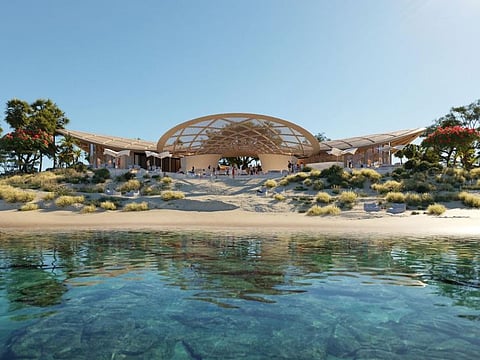 The clubhouse follows the overall Coral Bloom design concept on Shura Island
