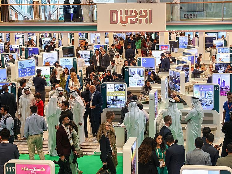 Visitors at Dubai pavilion at Arabian Travel Market 2024. 