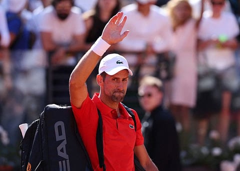 Serbia's Novak Djokovic acknowledges the fans as he leaves the court after losing his round of 32 match against Chile's Alejandro Tabilo.