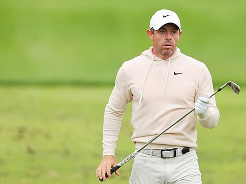 Rory McIlroy of Northern Ireland looks on from the driving range during a practice round prior to the 2024 PGA Championship at Valhalla Golf Club on Tuesday.