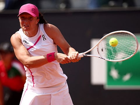 Poland's Iga Swiatek in action during her quarter-final match against Madison Keys of the US at Italian Open on Tuesday.