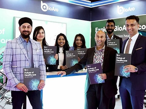 Dr. Anmol S. Kapoor, Founder and CEO (Left), is seen with Dr Raees Tonse, Advisor to the Royal Family Office and Project Lead of Longevi-City in Ras Al Khaimah (Right) and other officials at the launch of PanOmiQ.