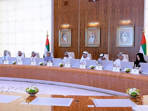 His Highness Sheikh Mohammed bin Rashid Al Maktoum, Vice President and Prime Minister of the UAE and Ruler of Dubai, chairing the Cabinet meeting in Abu Dhabi on Wednesday. 