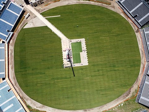 The Nassau County International Cricket Stadium in Eisenhower Park in East Meadow, New York, ahead of the ICC T20 World Cup 2024.