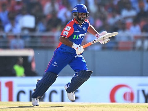 Delhi Capitals' captain Rishabh Pant runs between the wickets during the IPL Twenty20 cricket match against Punjab Kings at the Maharaja Yadavindra Singh Stadium in Mohali on March 23.