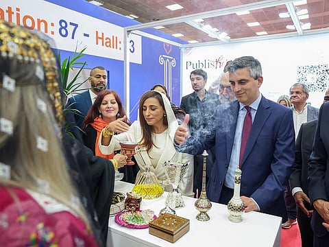 Sheikha Bodour bint Sultan Al Qasimi and Christos Diman, the Deputy Minister of Culture in Greece during the inauguration of Thessaloniki International Book Fair in Greece.