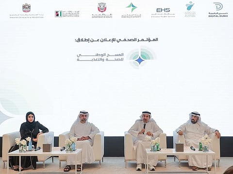 Health officials from various departments during the press conference about the survey on Monday in Dubai
