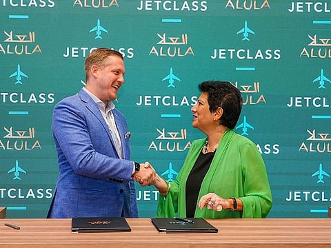Dennis Peters, Chief Business Officer, JetClass with Melanie De Souza, Executive Director Destination Marketing, The Royal Commission for AlUla