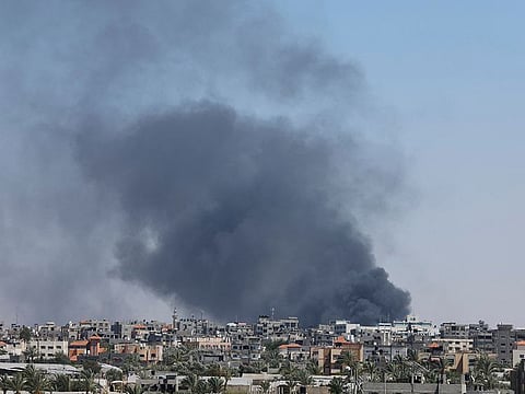 Smoke rises during an Israeli air strike, amid the ongoing conflict between Israel and Hamas, in Rafah, in the southern Gaza Strip, May 24, 2024. 