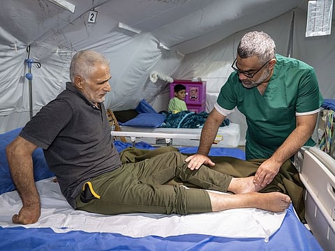 A patient inside the floating hospital, which now also offers neurosurgery, maxillofacial and dental treatments