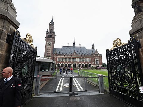 View of the International Court of Justice (ICJ) in The Hague, Netherlands 