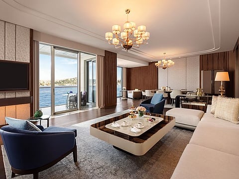 The living room at the Mandarin Bosphorus Suite