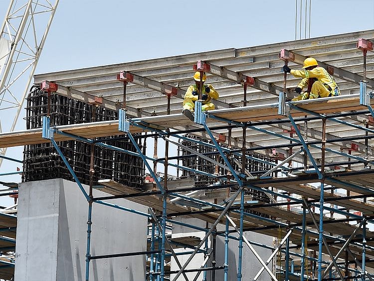 construction workers, labourers at work