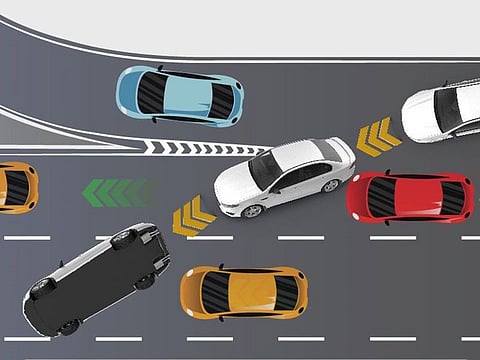 Lane indiscipline or swerving often causes accidents and is punishable by law in the UAE