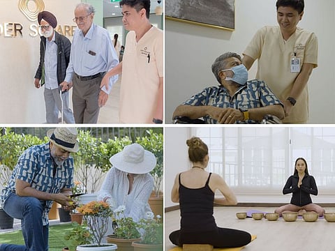 Seniors from different nationalities engaged in different activities at Elder Care in Jumeirah 1 in Dubai.