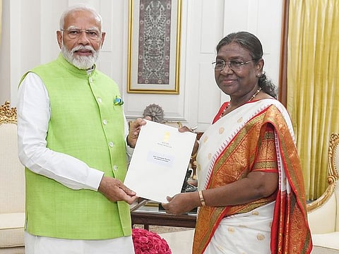 Prime Minister Narendra Modi called on President Droupadi Murmu at Rashtrapati Bhavan in New Delhi on Wednesday. The Prime Minister tendered his resignation along with the Union Council of Ministers. The President accepted the resignation and requested the Prime Minister and the Union Council of Ministers to continue in office till the new Government is formed. 