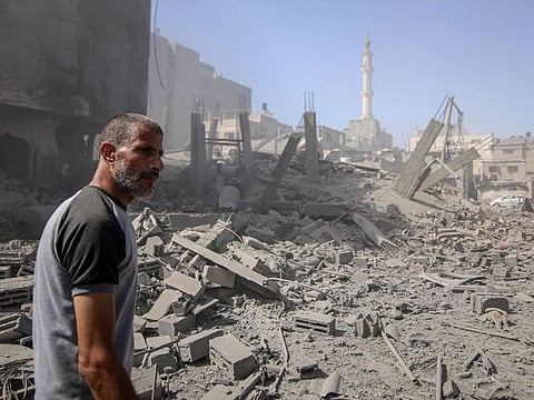 The site of an Israeli strike on buildings in Nuseirat refugee camp, central Gaza, on June 8, 2024.  