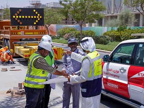 RTA teams during inspection of right-of-way campaign in Dubai to ensure smooth flow for pedestrians, cyclists and motorists.