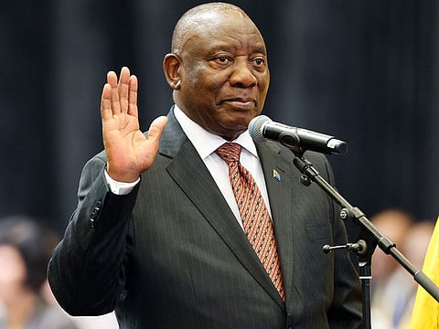 President of the African National Congress (ANC) Cyril Ramaphosa sworn in as member of parliment during the first sitting of the New South African Parliament in Cape Town on June 14, 2024. 