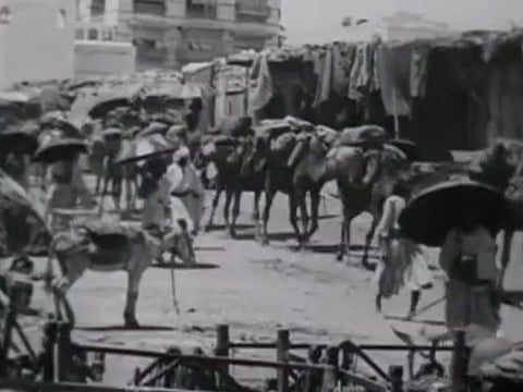  The video, one of the oldest depicting the pilgrimage, shows the faithful journeying to the holy city from Jeddah, where they first arrived by sea, before embarking on a days-long march on camels