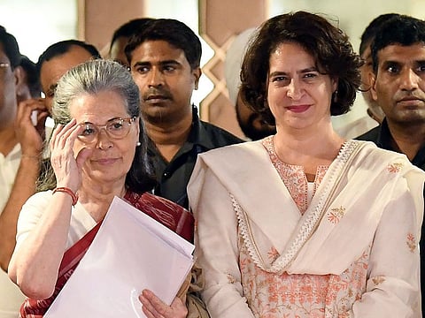  Congress Parliamentary Party Chairperson Sonia Gandhi and party leader Priyanka Gandhi Vadra come out after attending the Extended Congress Working Committee meeting, in New Delhi.