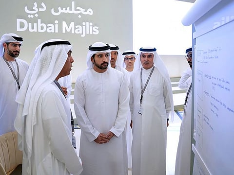 Sheikh Hamdan bin Mohammed bin Rashid Al Maktoum, Crown Prince of Dubai and Chairman of The Executive Council of Dubai, during the Majlis at Qasr Al Bahr in Dubai on Wednesday