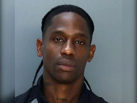 This June 20, 2024, booking photo obtained from the Miami-Dade County Corrections and Rehabilitation in Miami, Florida, shows Jacques Bermon Webster II, known professionally as Travis Scott, US rapper, singer, songwriter, and record producer.