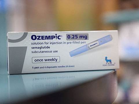 A box of Ozempic made by Novo Nordisk is seen at a pharmacy in London.