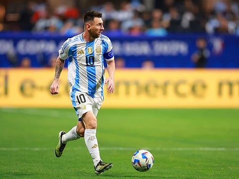  Lionel Messi of Argentina controls the ball during the Copa America group A match against Canada.