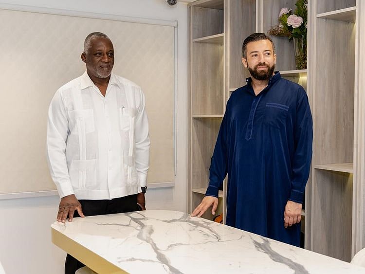 Pascal Bida Koyagbélé, Minister of Major Works and Strategic Investments, The Central African Republic with Fayçal Lalioui, Founder and Chairman of SML Gold